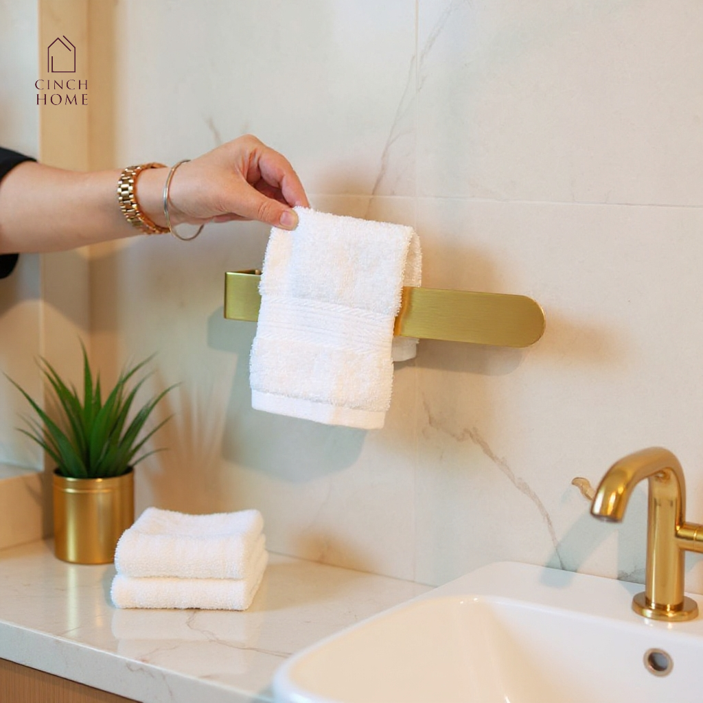 Peel & Stick Gold Towel Holder